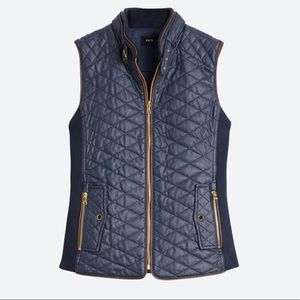 Fate Rowen Faux Leather Quilted Vest-dark blue